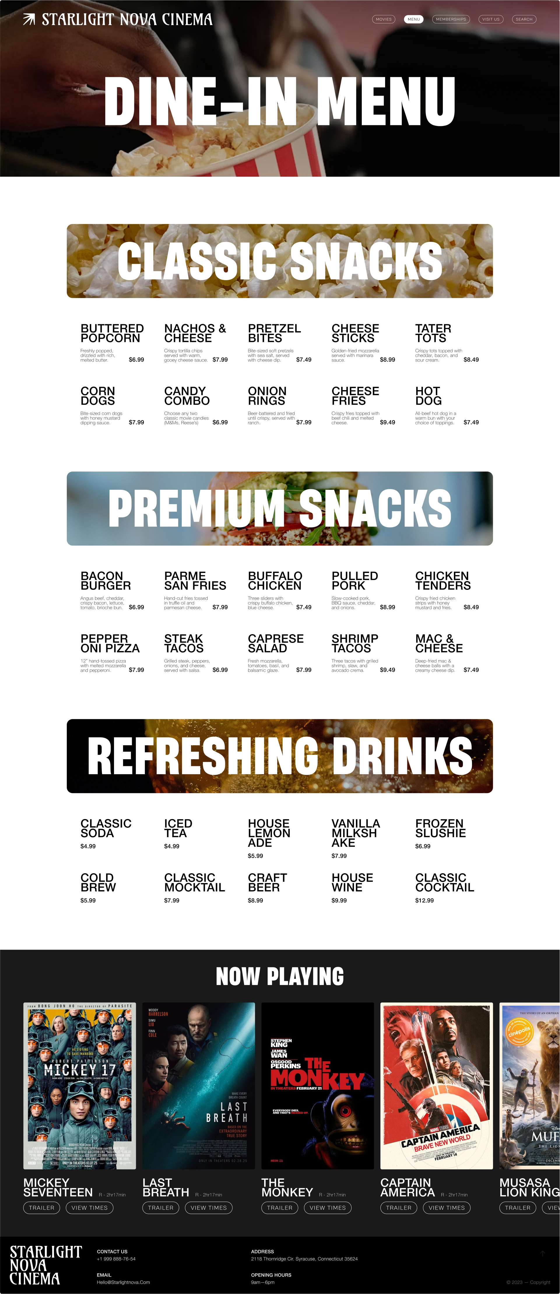 Food Menu Page - Desktop